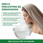 Instructie stomen met pepermuntolie in warm water voor vrije luchtwegen en verstopte neus.