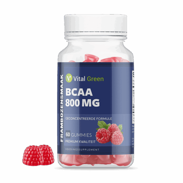 Vital Green BCAA Gummies Frambozensmaak 60 stuks – Ondersteuning voor spierherstel en prestaties